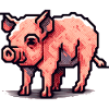 Cochon comme truie en pixel art 16 bits