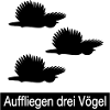 Auffliegen drei Vögel