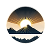 Sunrise drawn behind mountain