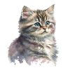Aquarelle Chaton Chat Art Déco