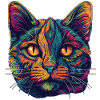 Psychedelisches Katzengesicht mit bunten Mustern