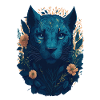 Big cat with flowers