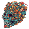 Surrealistic, psychedelic skull