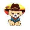 Cowboy dog in sunset
