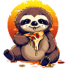Pizza sloth in the sunset
