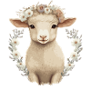Cute Lamb Flower Crown Sheep Baby Floral Farm Anim