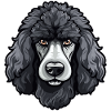 Grote Poedel Hoofd Hond Comic Cartoon Style Design