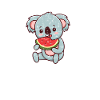 Kawaii koala eats watermelon