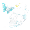 Skull and crossbones with butterfly