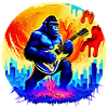 Gorilla spielt Gitarre