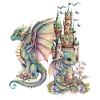 Fantasy Dragon with Fairytale Castle