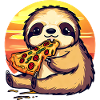 Pizza sloth in the sunset