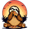 Pizza Faultier im Sonnenuntergang