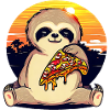 Pizza sloth in the sunset