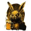 Cool crazy rabbit with beer