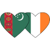 Turkmenistan Ireland Flag Heart