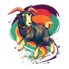 Jumping goat in rainbow