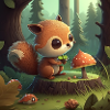 Cute squirrel eats in nature