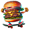 Cheeseburger Skateboard Skater