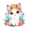 Cute cat with flowers