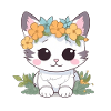 Cute cat with flowers