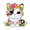 Cute cat with flowers