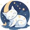 Gatto sveglio sulla luna