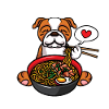 Anime Bulldog Ramen Noodles Cane Kawaii
