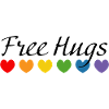 Rainbow Hearts Free Hugs black