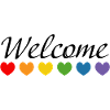 Rainbow Hearts Welcome black