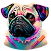 Mops Kopf Pug Graffiti
