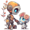 Cute robot with child