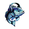 Fish with headphones