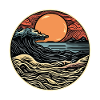 Retro Sunset Waves Style
