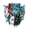 Bunte Katzengesichter