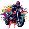 Motorrad mit Farbfleck.