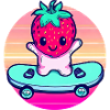 Strawberry skateboard in sunset