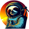 Lazyer in space at sunset