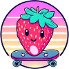 Strawberry skateboard in sunset