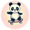 Skateboard panda in sunset