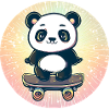 Skateboard panda in sunset