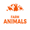 Girls, farm animals, cows, pigs, goats
