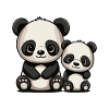 Two cute cartoon pandas for brothers and sisters