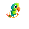 Bird seesaw parrot green