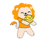 Kawaii cute lion playing volleyball