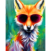 Neon fox with red sunglasses