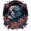 English bulldog with flowers