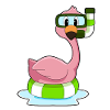Flamingo swimming lifebuoy