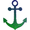Ancre, bleu vert, aspect usé