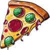 Illustration of Pizza with Green Olives